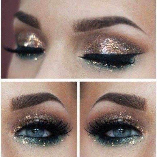trucco-occhi-oro-e-verde-con-glitter