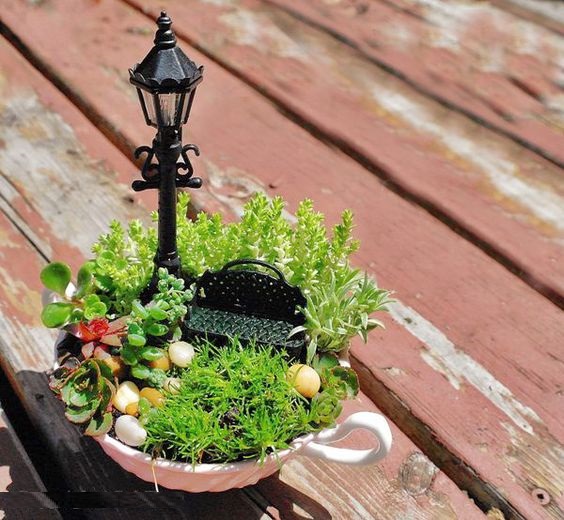 MINI 1:12 Dollhouse Miniature verde pianta vaso di fiori in giardino Fata P3W8 